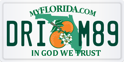 FL license plate DRIM89