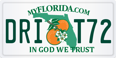 FL license plate DRIT72