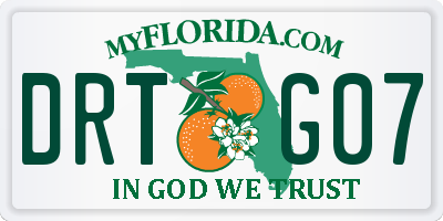 FL license plate DRTG07