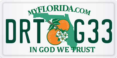 FL license plate DRTG33