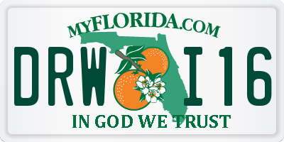FL license plate DRWI16