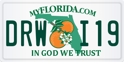 FL license plate DRWI19
