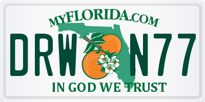 FL license plate DRWN77