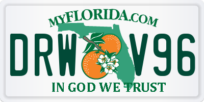 FL license plate DRWV96