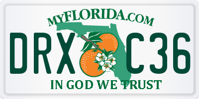 FL license plate DRXC36