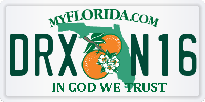 FL license plate DRXN16
