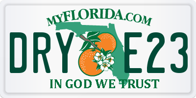 FL license plate DRYE23