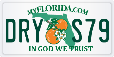 FL license plate DRYS79