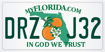 FL license plate DRZJ32