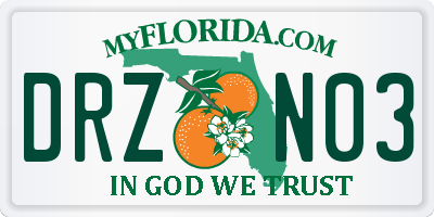 FL license plate DRZN03