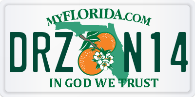FL license plate DRZN14
