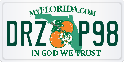 FL license plate DRZP98