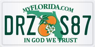 FL license plate DRZS87