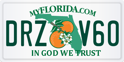 FL license plate DRZV60