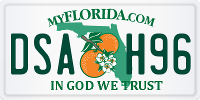 FL license plate DSAH96