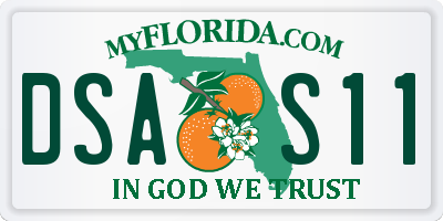 FL license plate DSAS11
