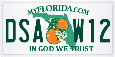 FL license plate DSAW12