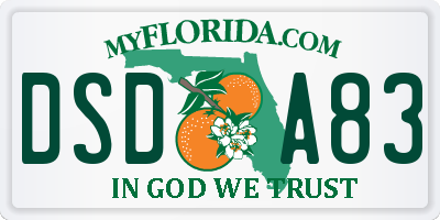 FL license plate DSDA83