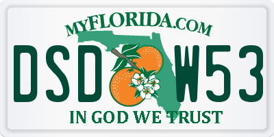 FL license plate DSDW53