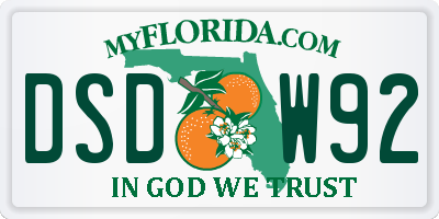 FL license plate DSDW92