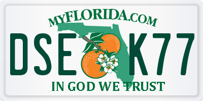 FL license plate DSEK77
