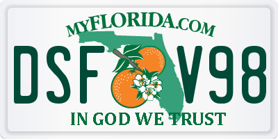 FL license plate DSFV98
