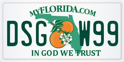 FL license plate DSGW99