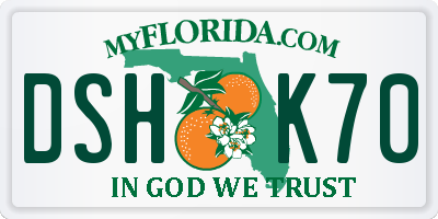 FL license plate DSHK70