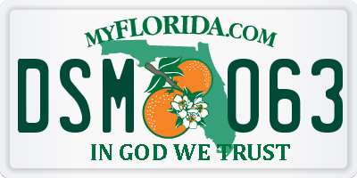 FL license plate DSMO63