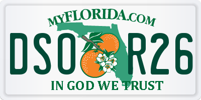 FL license plate DSOR26