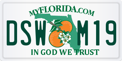 FL license plate DSWM19