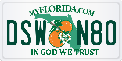 FL license plate DSWN80