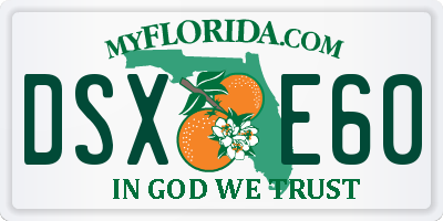 FL license plate DSXE60