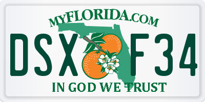FL license plate DSXF34