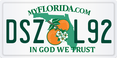 FL license plate DSZL92