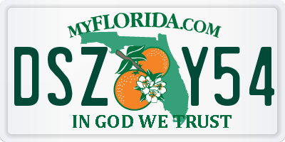 FL license plate DSZY54