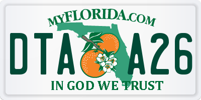FL license plate DTAA26