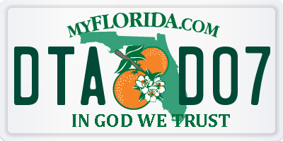 FL license plate DTAD07