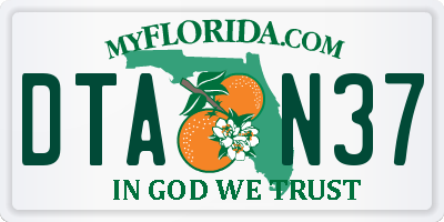 FL license plate DTAN37