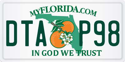 FL license plate DTAP98