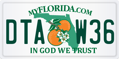 FL license plate DTAW36