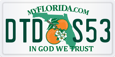 FL license plate DTDS53