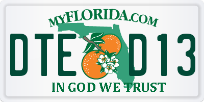 FL license plate DTED13