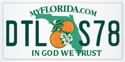 FL license plate DTLS78