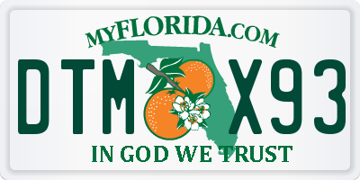 FL license plate DTMX93