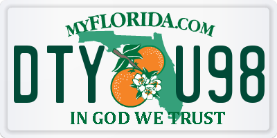 FL license plate DTYU98