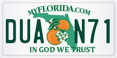 FL license plate DUAN71