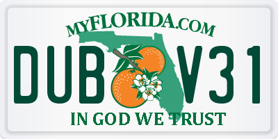 FL license plate DUBV31