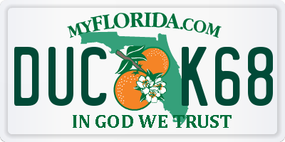 FL license plate DUCK68