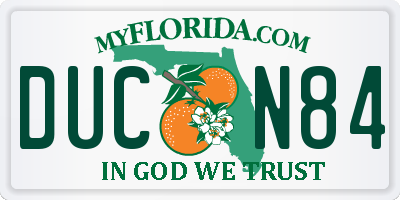 FL license plate DUCN84